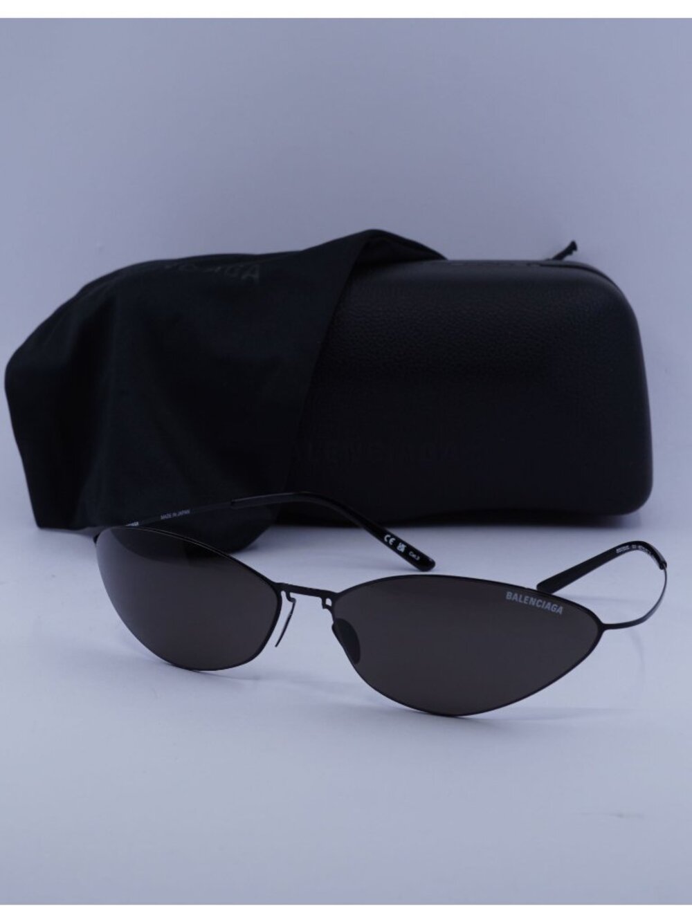 Balenciaga BB0350S 001 Cat Eye Sunglasses - Black/Grey